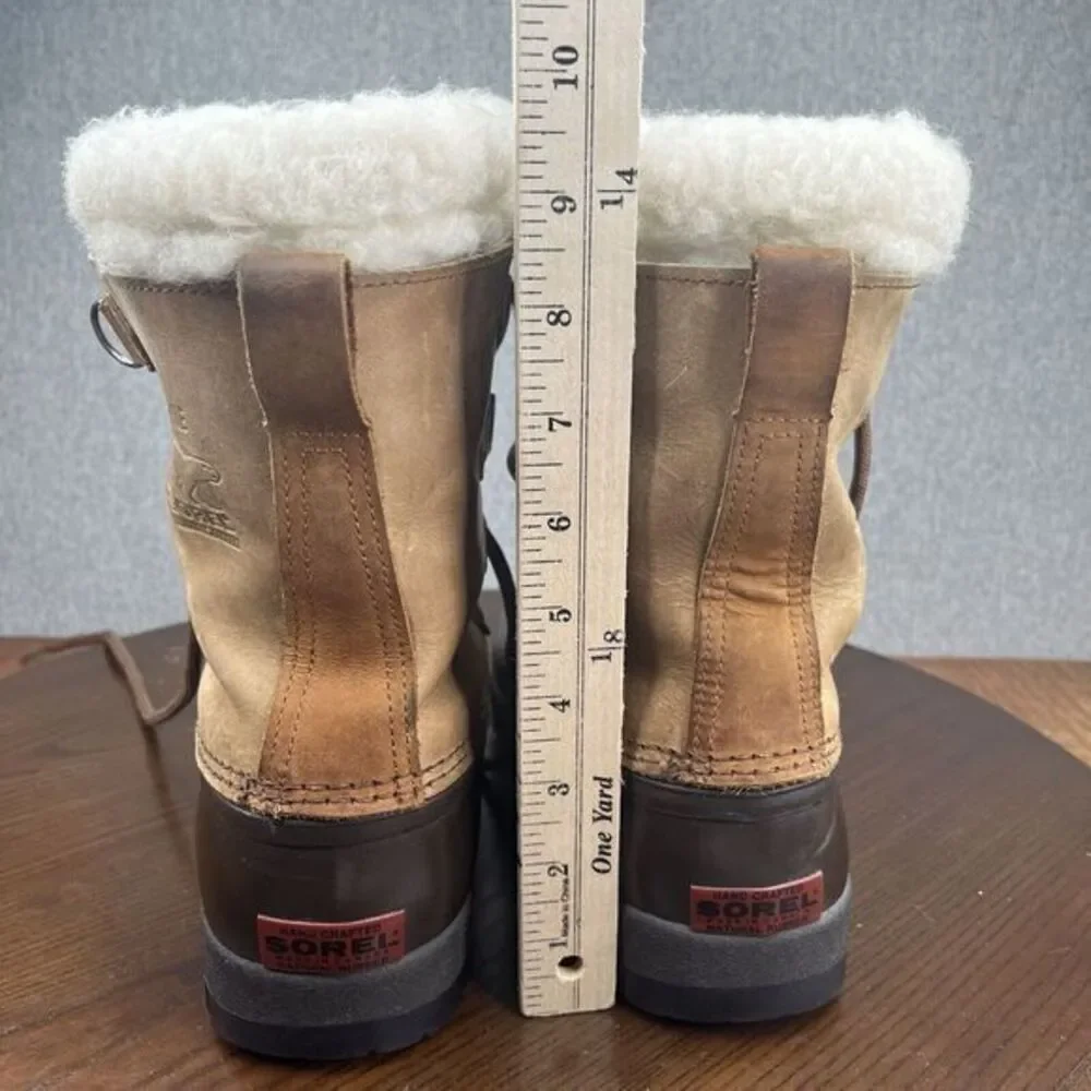 Sorel Alpine Boots Womens Size 7W Brown Leather Shearling Waterproof Snow Winter